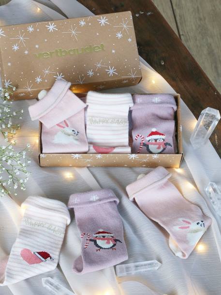 Bébé-Coffret de Noël 3 paires de chaussettes bébé fille