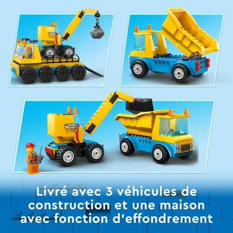 LEGO® City 60391 Les Camions de Chantier et la Grue à Boule de Démolition, Jouet de Engin de Construction JAUNE 5 - vertbaudet enfant 
