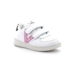 Chaussures-Chaussures fille 23-38-Baskets Enfant - VICTORIA - Rose - Scratch - Cuir