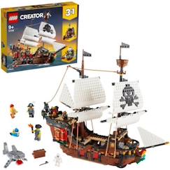 Jouet-Jeux d'imagination-Jeux de construction-LEGO® Creator 3-en-1 31109 Le Bateau Pirate, Jouet, Figurine Animaux Marins, Jouet Requin, Figurine Squelette, Enfants 9 Ans