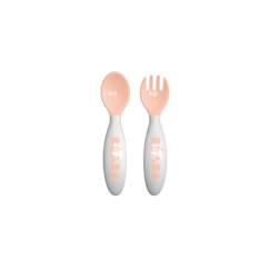 Puériculture-Repas-Vaisselle, coffret repas-Couverts d'apprentissage BEABA - Old Pink - 2ème âge - Ergonomiques et sécurisés