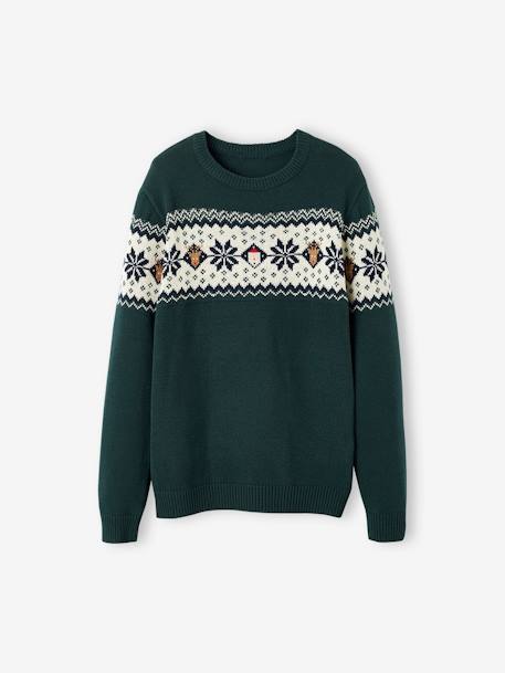 Pull jacquard de Noël adulte collection capsule famille rouge+vert sapin 4 - vertbaudet enfant 