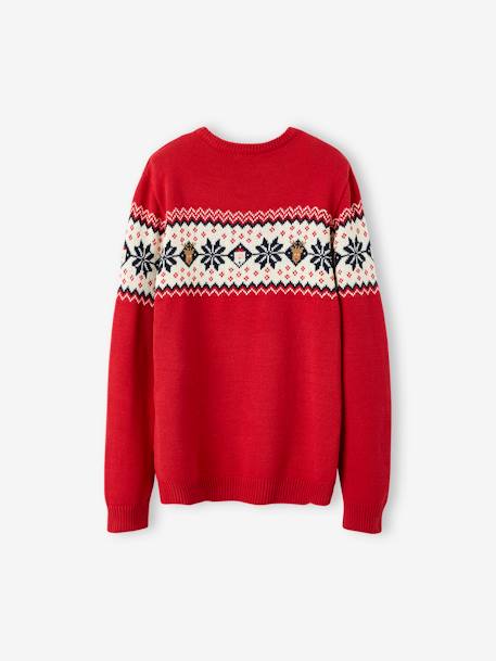 Pull jacquard de Noël adulte collection capsule famille rouge+vert sapin 2 - vertbaudet enfant 