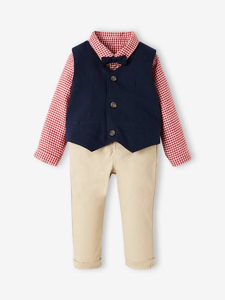 Ensemble de fêtes 4 pièces bébé garçon chemise + pantalon + gilet + noeud pap' rouge 2 - vertbaudet enfant 