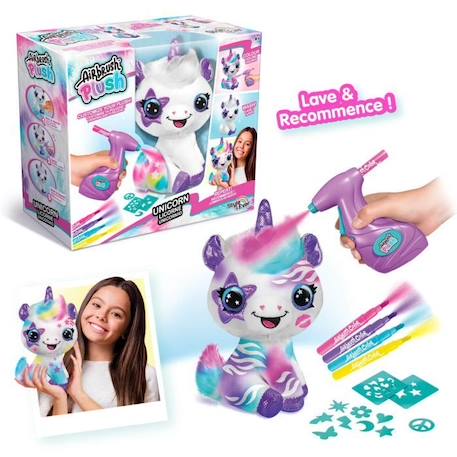 Peluche à personnaliser Licorne - Airbrush électrique avec pochoirs et feutres - Canal Toys BLANC 1 - vertbaudet enfant 