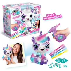 Jouet-Peluche à personnaliser Licorne - Airbrush électrique avec pochoirs et feutres - Canal Toys