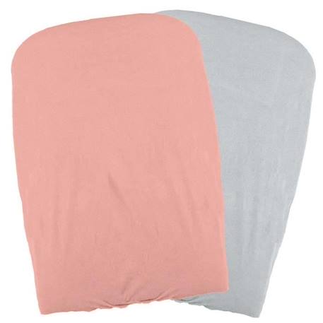 DOMIVA Lot 2 Housses matelas à langer - Polycoton - Oeko-Tex® - Pêche/Perle - 50 x 75 cm ROSE 1 - vertbaudet enfant 