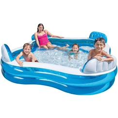 Jouet-Piscine familiale octogonale bleue avec sièges et appuie-têtes 229 x 229 x 66 cm - INTEX - 56475