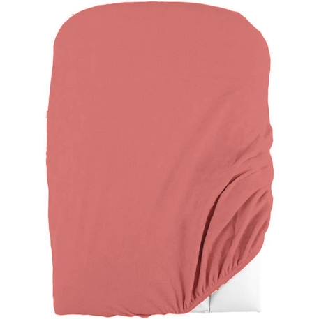 Lot de 2 housses de matelas à  langer en éponge bouclette - Blanc / Terracotta - 50 X 75 cm ROUGE 3 - vertbaudet enfant 