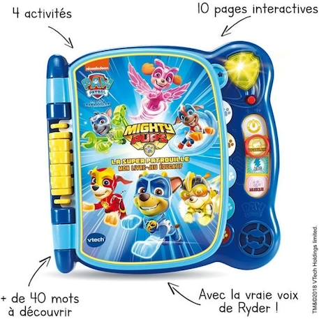 Livre-Jeu Educatif VTECH - PAT PATROUILLE - Super-Chiots - Bouton Lumineux - 3 ans et plus BLEU 3 - vertbaudet enfant 