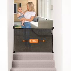 Puériculture-Barrières, sécurité domestique-DREAMBABY® Barrière de sécurité rétractable - A visser - Ouverture à double sens - Cadre jusqu'à 140 cm -2 kits montage inclus- Noir