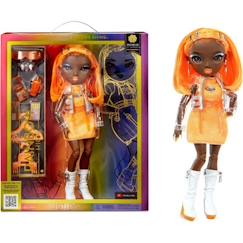 Jouet-Poupons et poupées-Poupées mannequins et accessoires-Rainbow High S23 Fashion Doll - Poupée 27 cm Michelle St Charles (Orange Fluo) - 1 tenue, 1 paire de chaussures et des accessoires