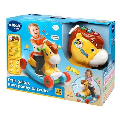 Porteur à Bascule P'tit Galop, Mon Poney Basculo 2en1 - VTECH BABY - Parlant et Lumineux - Multicolore VERT 4 - vertbaudet enfant 