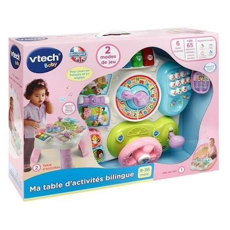 Table d'activités bilingue VTECH - Rose - Pour bébés de 9 à 36 mois ROSE 4 - vertbaudet enfant 