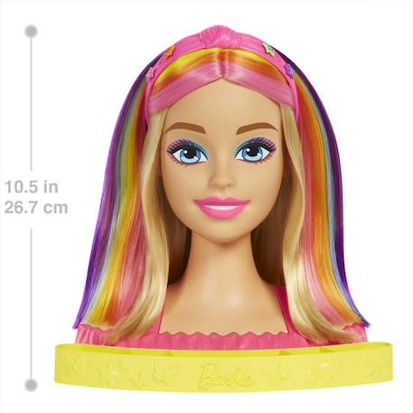 Tête à Coiffer Barbie Ultra Chevelure blonde mèches arc-en-ciel - Poupée Mannequin BLANC 2 - vertbaudet enfant 
