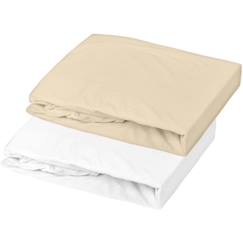 Linge de maison et décoration-Linge de lit bébé-Lot de 2 draps housse Jersey Oeko-Tex® pour lit enfant - Blanc/Cailloux - 70 x 140 cm