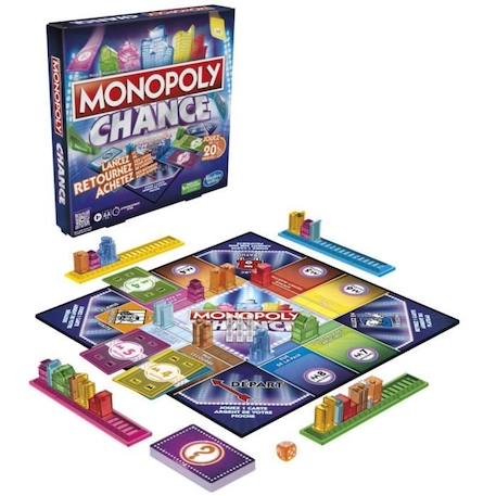 Monopoly Chance, jeu de plateau Monopoly rapide pour la famille, pour 2 à 4 joueurs, environ 20 min. BLEU 5 - vertbaudet enfant 