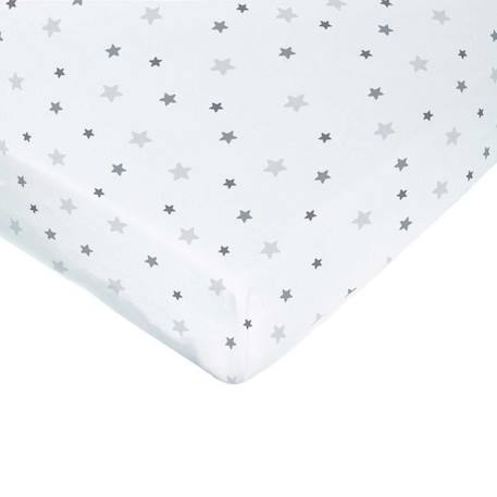 Drap housse imprimé étoiles - DOMIVA - 60 x 120 cm - Jersey - Oeko-Tex® - Blanc BLANC 1 - vertbaudet enfant 