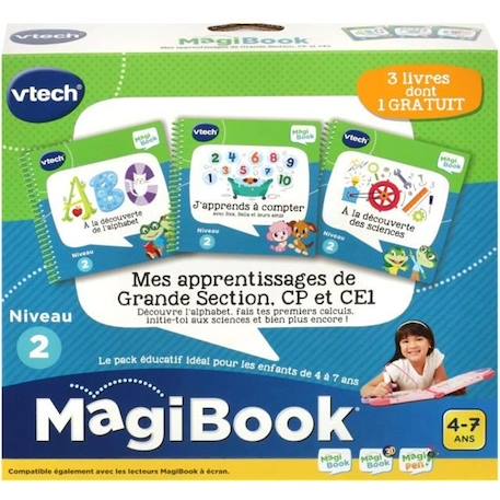 Livre Interactif Magibook - VTECH - Mes Apprentissages de Grande Section, CP et CE1 - Pack de 3 livres BLEU 1 - vertbaudet enfant 