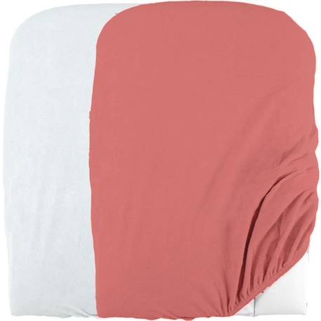 Lot de 2 housses de matelas à  langer en éponge bouclette - Blanc / Terracotta - 50 X 75 cm ROUGE 1 - vertbaudet enfant 