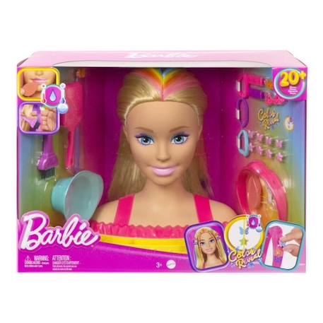 Tête à Coiffer Barbie Ultra Chevelure blonde mèches arc-en-ciel - Poupée Mannequin BLANC 4 - vertbaudet enfant 