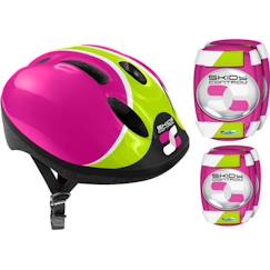 Jouet-COMBO ROSE Sécurité (Casque + Genouillères & Coudières) SKIDS CONTROL