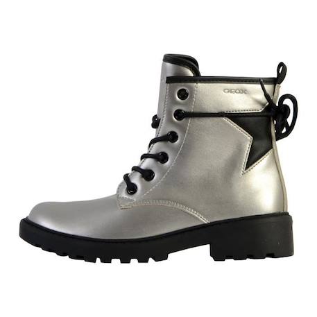 Bottine Enfant Geox Casey - Cuir Argent - Fermeture à lacets, zip et scratch - Confort exceptionnel GRIS 1 - vertbaudet enfant 