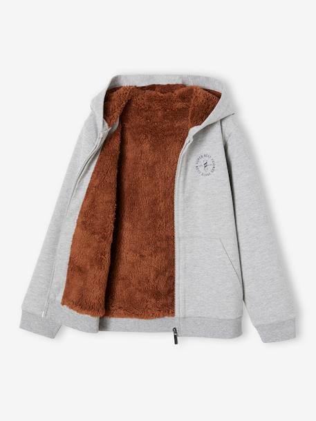 Sweat zippé doublé sherpa garçon anthracite chiné+gris chiné+marine+MARRON CACAO 8 - vertbaudet enfant 