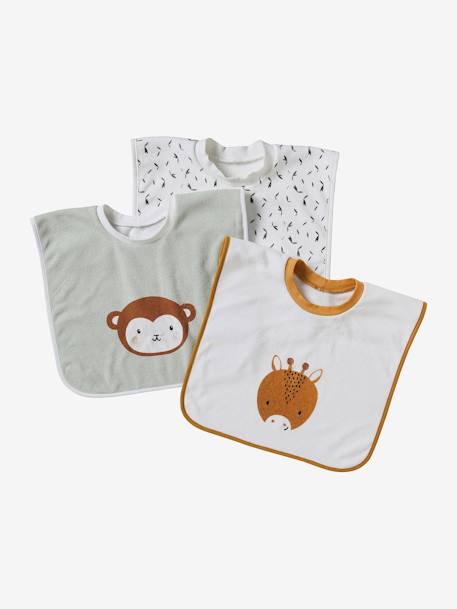 Lot de 3 bavoirs animaux à enfiler écru 1 - vertbaudet enfant 