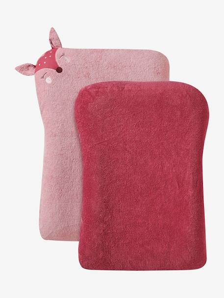 Lot de 2 housses de matelas à langer animaux en éponge blush+noix de pécan 3 - vertbaudet enfant 