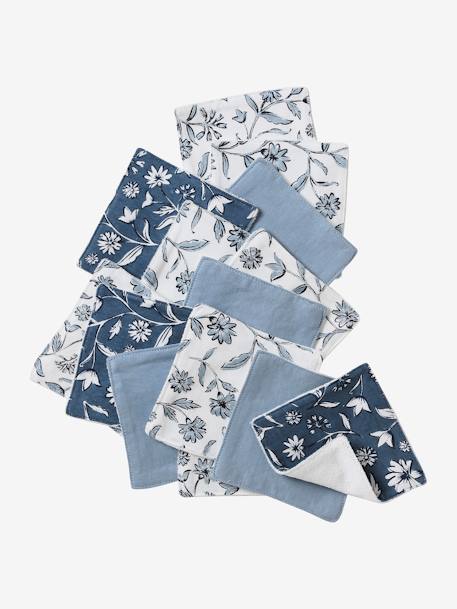 Lot de 10 lingettes lavables bleu imprimé+Grenier+imprimé végétal/bleu/vert 1 - vertbaudet enfant 