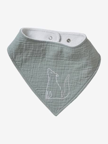 Lot de 3 bavoirs bandanas en gaze de coton bleu glacier+Broceliande+Dans les bois+Hanoi+Hygge+lot renard+Tanzanie+vieux rose 13 - vertbaudet enfant 