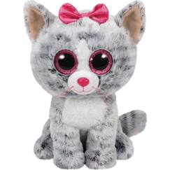 Jouet-Premier âge-Peluche TY TY37075 Beanie Boo's medium Kiki le chat - Gris et Rose - 23 cm - Intérieur - Mixte