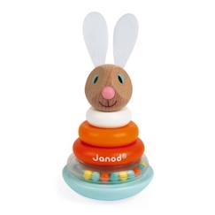 Jouet-Empilable Culbuto Janod Lapin en bois - Jouet d'éveil pour bébé de 12 mois - JANOD