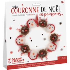 Jouet-Activités artistiques et musicales-Loisirs créatifs-Kit Couronne de Noël en pompons - 25 cm de diamètre