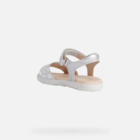 Sandale Enfant Geox Haiti - Blanc/Argent - Scratch - Confort Exceptionnel BEIGE+GRIS 8 - vertbaudet enfant 