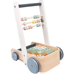 Jouet-Premier âge-Chariot de marche ABC Sweet Cocoon - JANOD - Bois - 20 cubes chiffres et lettres - Boulier