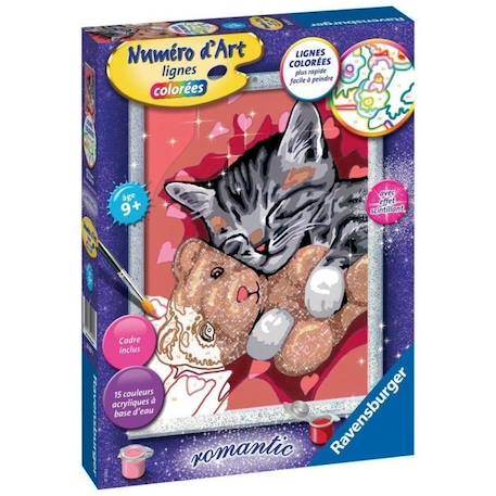 Numéro d'art - moyen - Chaton et son nounours - Ravensburger ROUGE 1 - vertbaudet enfant 