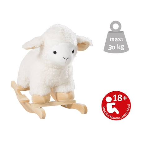 ROBA Agneau à Bascule en Bois et Peluche Douce avec Poignées - Aide à Maîtriser l'Équilibre - dès 18 Mois - Blanc BLANC 4 - vertbaudet enfant 