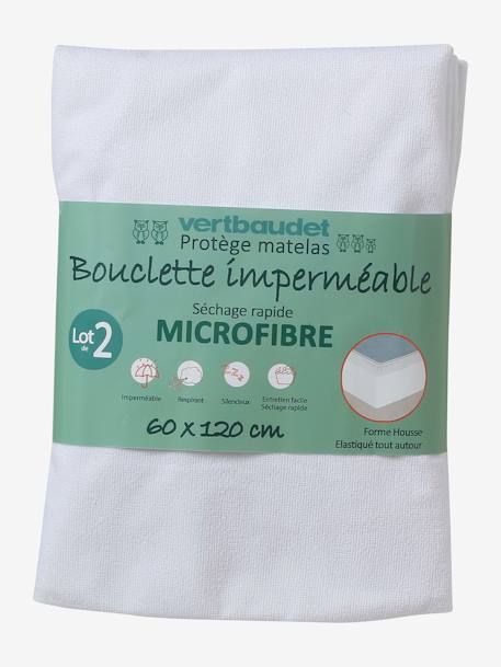 Lot de 2 alèses microfibre ultra absorbantes blanc 1 - vertbaudet enfant 