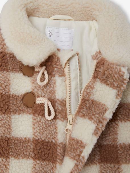 Manteau en fausse fourrure bébé à carreaux carreaux beige 4 - vertbaudet enfant 