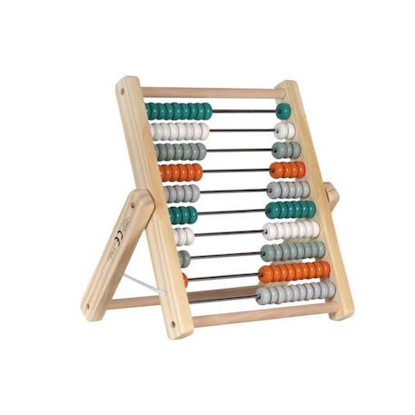 Boulier abaque KINDSGUT avec 100 boules colorées en bois bleu pétrole - jeu éducatif de calcul VERT 1 - vertbaudet enfant 