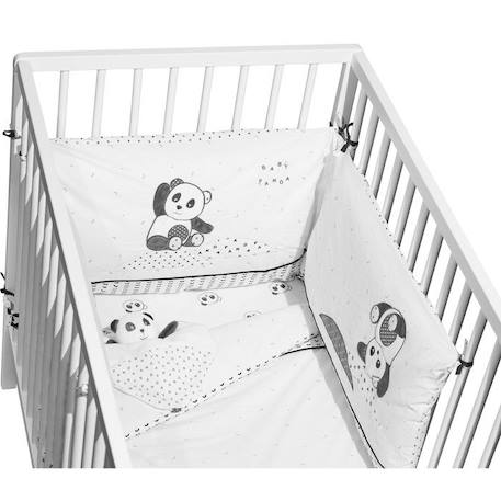 SAUTHON Lot de 2 draps housse coton bio Panda Chao Chao BLANC 3 - vertbaudet enfant 