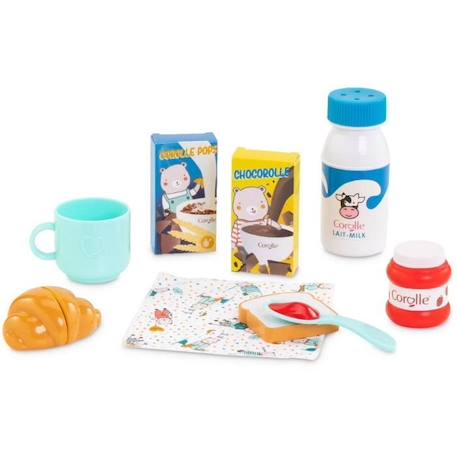 Coffret Petit Déjeuner COROLLE pour poupon 36 et 42 cm - 9 accessoires repas factices dès 2 ans BLEU 1 - vertbaudet enfant 