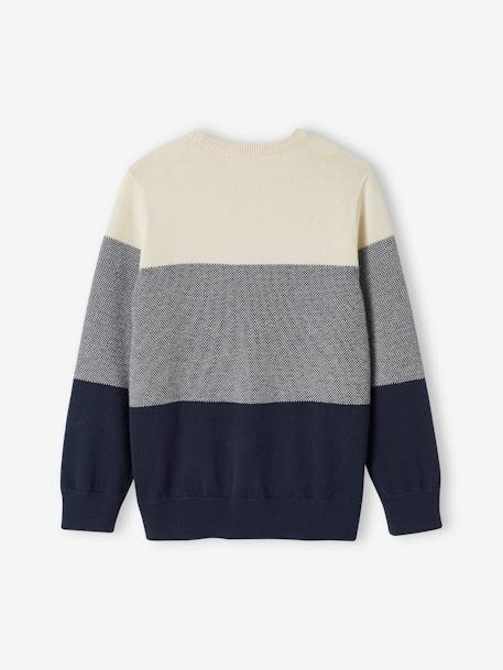 Pull colorblock garçon maille fantaisie bleu nuit 2 - vertbaudet enfant 