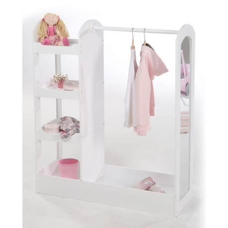 Porte Manteau Bébé avec Penderie - Étagères et Miroir - Bois Blanc laqué - ROBA BLANC 2 - vertbaudet enfant 