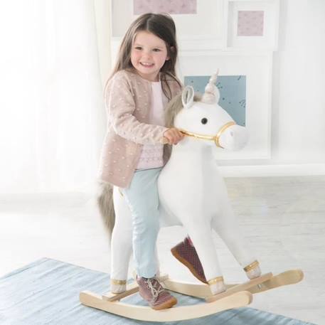 Licorne à Bascule Rembourrée pour Enfants de 2 à 6 Ans - ROBA - Blanc/Gris BLANC 2 - vertbaudet enfant 