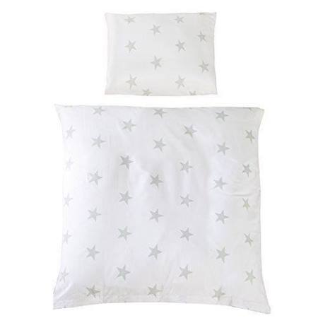 Parure Lit Bébé ROBA Little Stars - Housse de Couette 80x80 et Taie d'oreiller 40x35 - Blanc et Gris clair BLANC 1 - vertbaudet enfant 