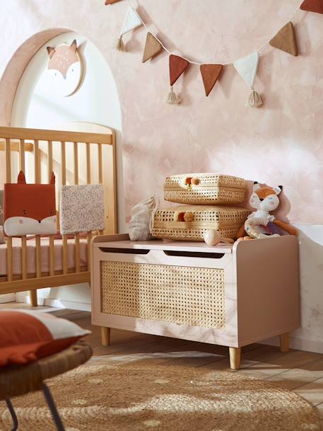 Coffre à jouets cannage LIGNE POÉSIE rose 3 - vertbaudet enfant 