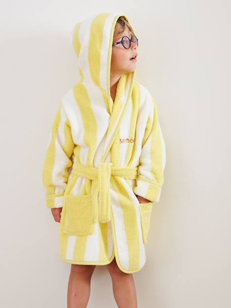 Fille-Peignoir de bain-Peignoir de bain Enfant rayures TRANSAT personnalisable, avec coton recyclé